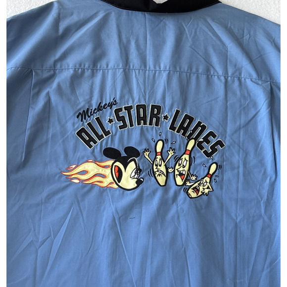 Disney Store Mickeys All Star Lanes Bowling Short Sleeve Shirt Mens XXL Blue - Picture 1 of 10